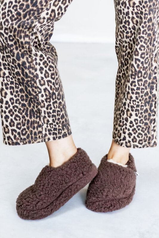 Alwero slippers 'Siberian' wool - choco