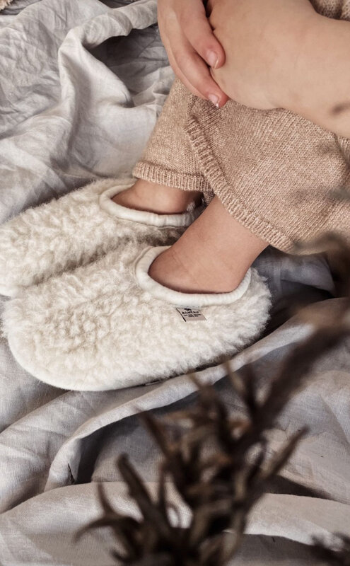 Alwero sloffen 'Ballerina' beige - wol