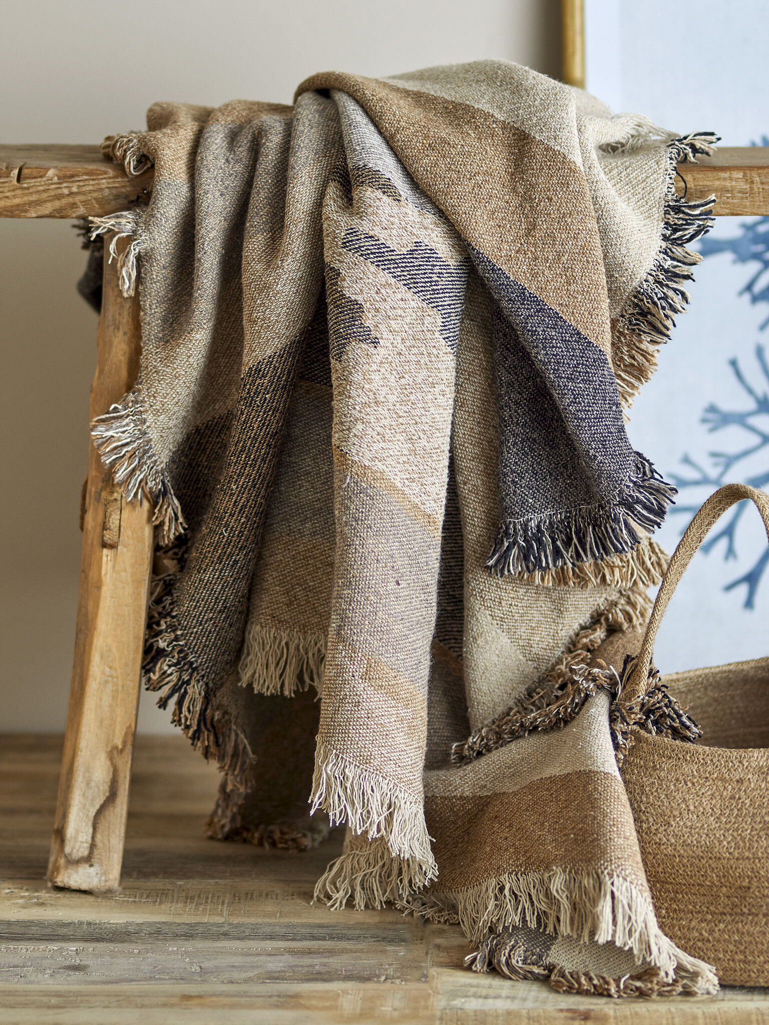 Bloomingville plaid 'Maji' 160 x 130cm - recycled katoen