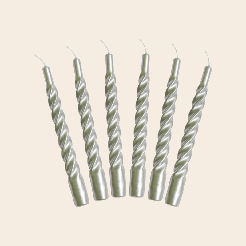 Kunstindustrien set/6 candles 'Twisted' - silver