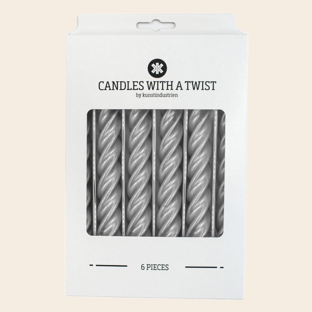 Kunstindustrien set/6 kaarsen 'Twisted' - zilver