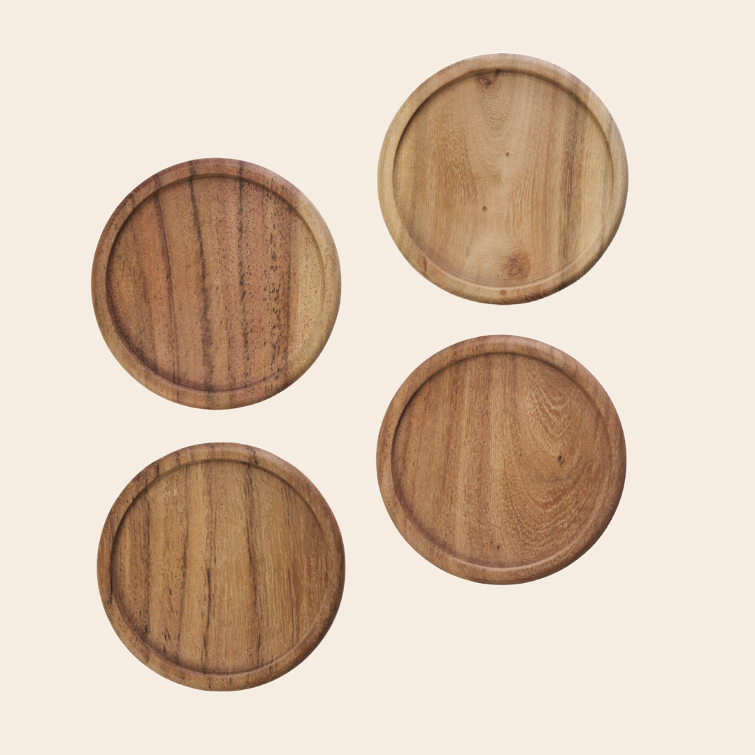 Madam Stoltz set/4 onderzetters 'Frida' - acaciahout