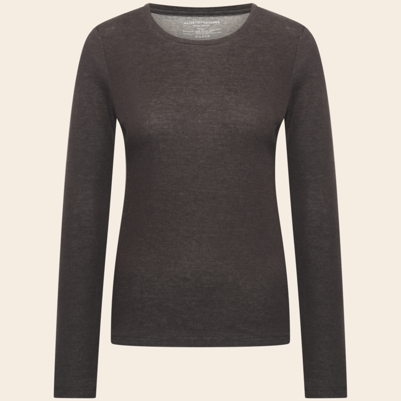 Majestic Filatures shirt 'Rond'  katoen / cashmere  - zwart