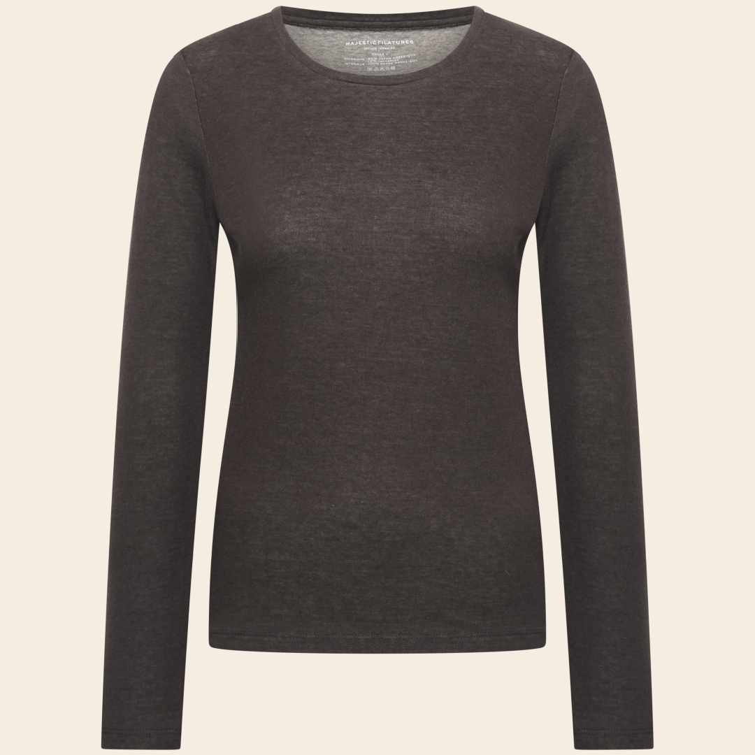 Majestic Filatures shirt 'Rond' cotton / cashmier  - black