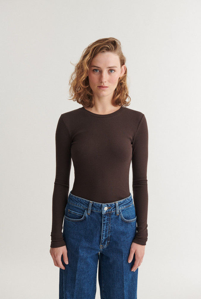 Basic Apparel shirt 'Ludmilla' katoen - chocolate