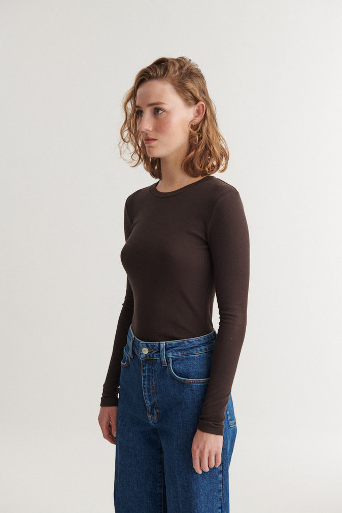 Basic Apparel shirt 'Ludmilla' katoen - chocolate