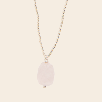 A Beautiful Story ketting 'Calm' - rozenkwarts zilver