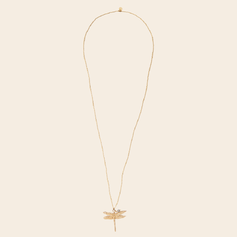 A Beautiful Story Copy of ketting 'Paradise' libelle -labradoriet zilver