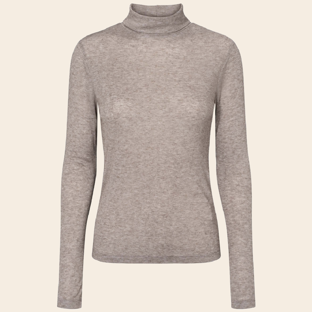 Esmé Studios turtle neck 'Ellia' modal / wool - brown melange