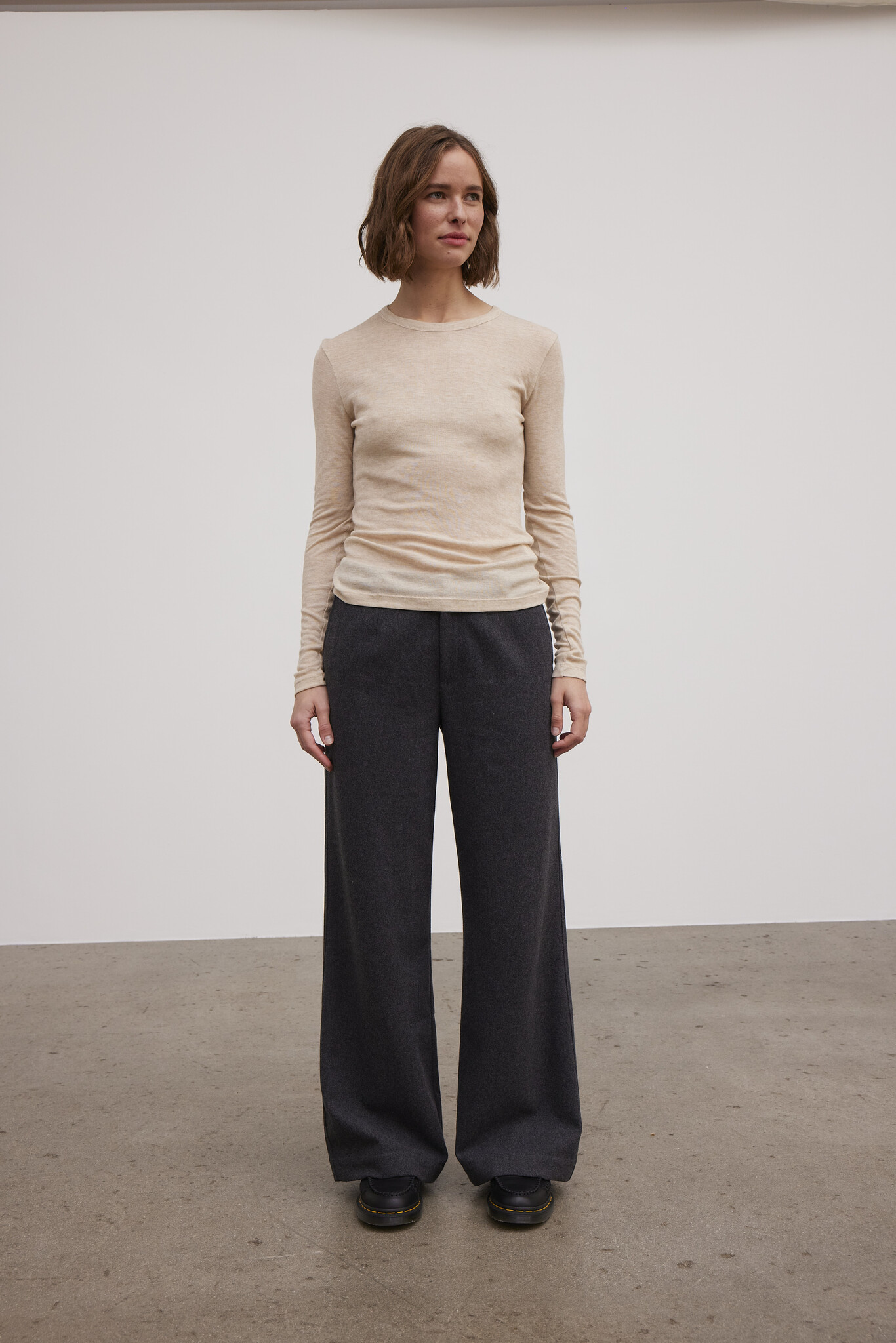 Esmé Studios shirt 'Ellia' modal / wool - wood ash
