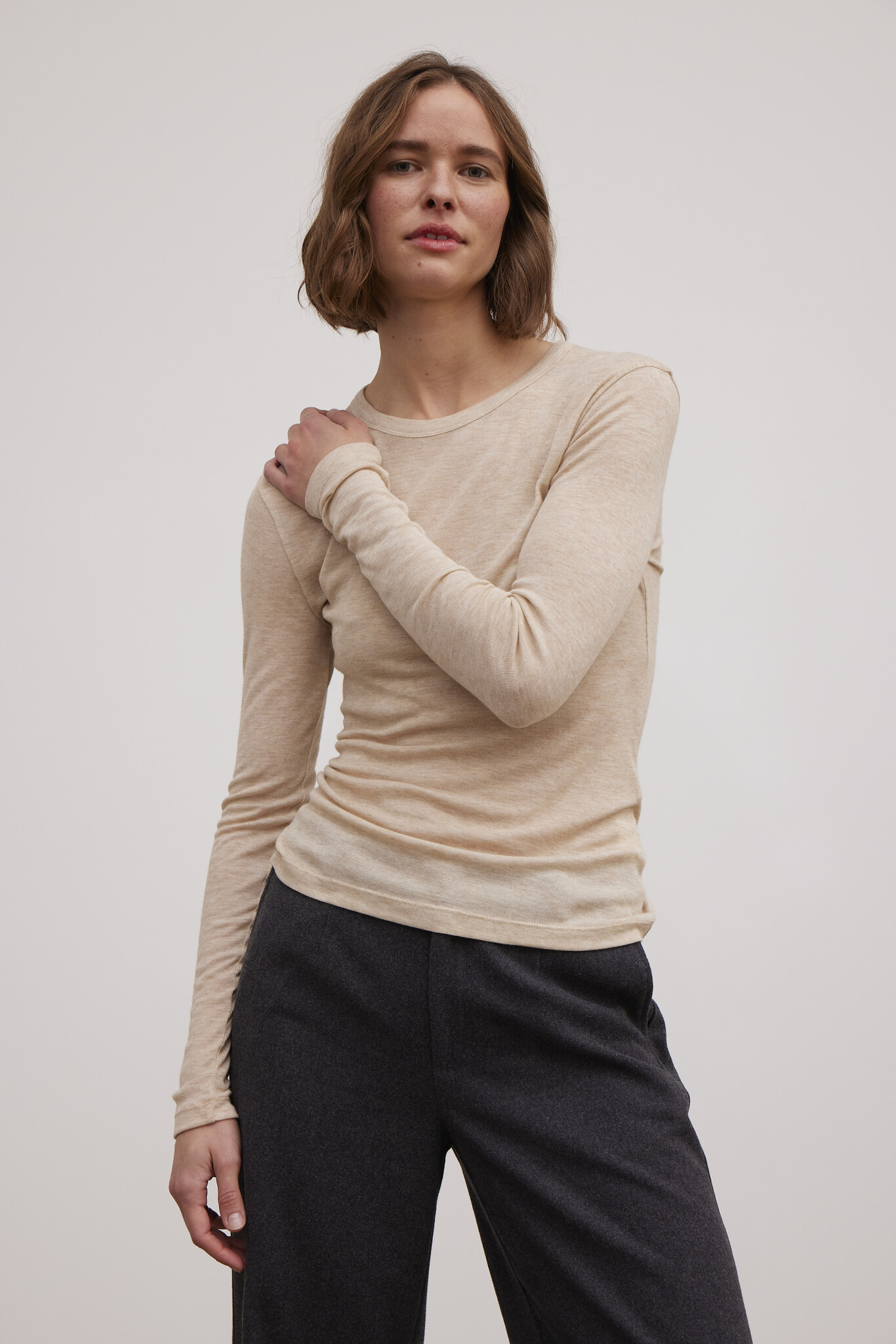 Esmé Studios shirt 'Ellia' modal / wool - wood ash