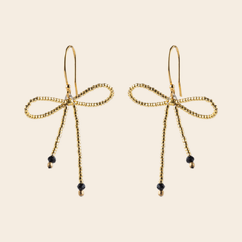 A Beautiful Story earrings 'Bow' - onyx gold