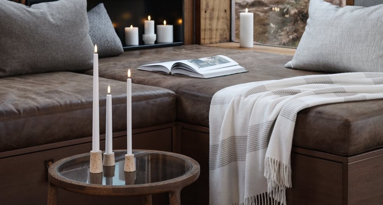 Uyuni taperkaars houder - travertin