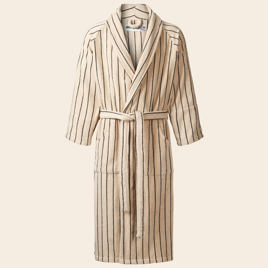 Bongusta bathrobe 'Naram' - Cream & Ink
