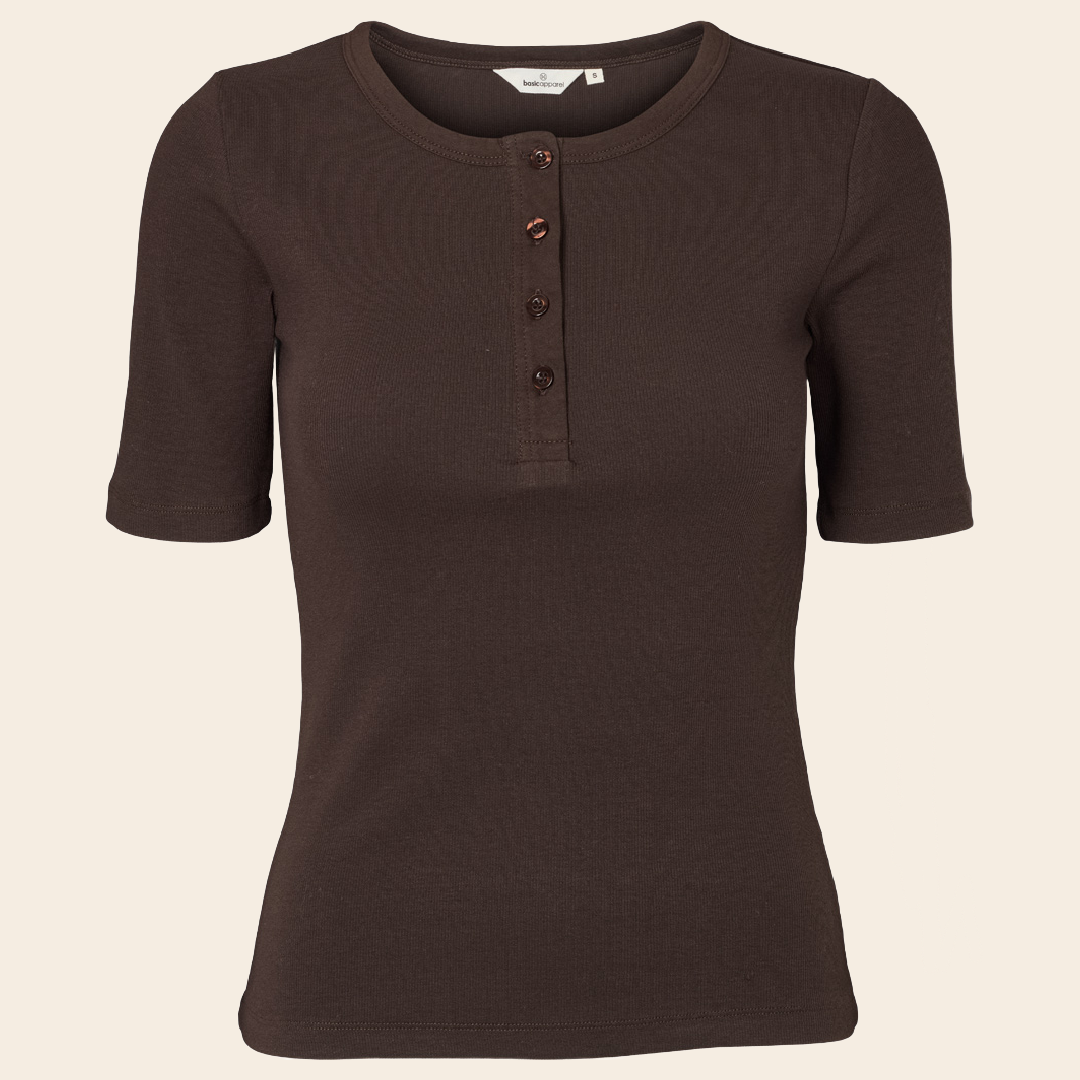 Basic Apparel granddad shirt 'Ludmilla' - chocolate