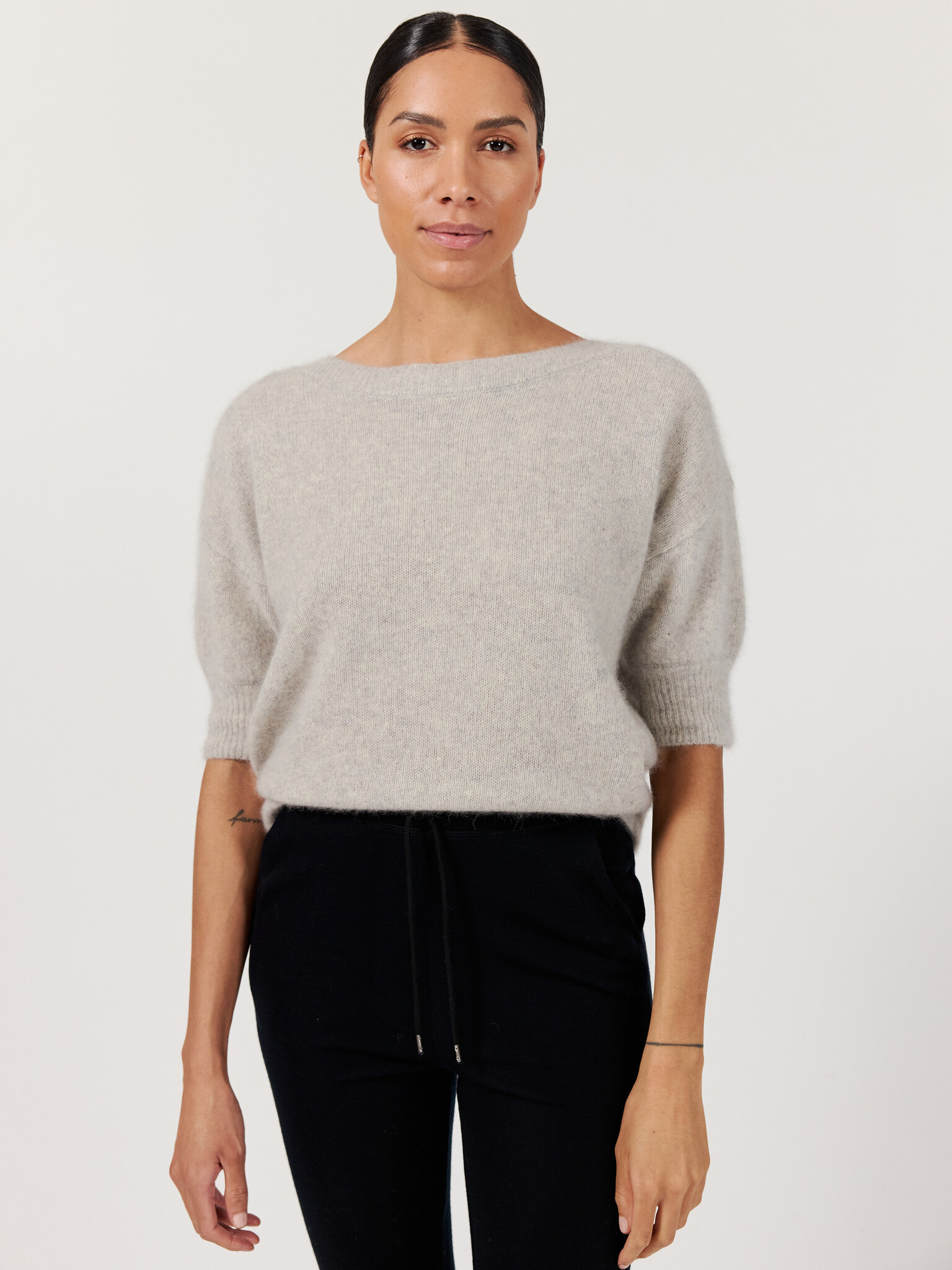 Six Ames short sleeve trui 'Moi' raccoon - grey melange