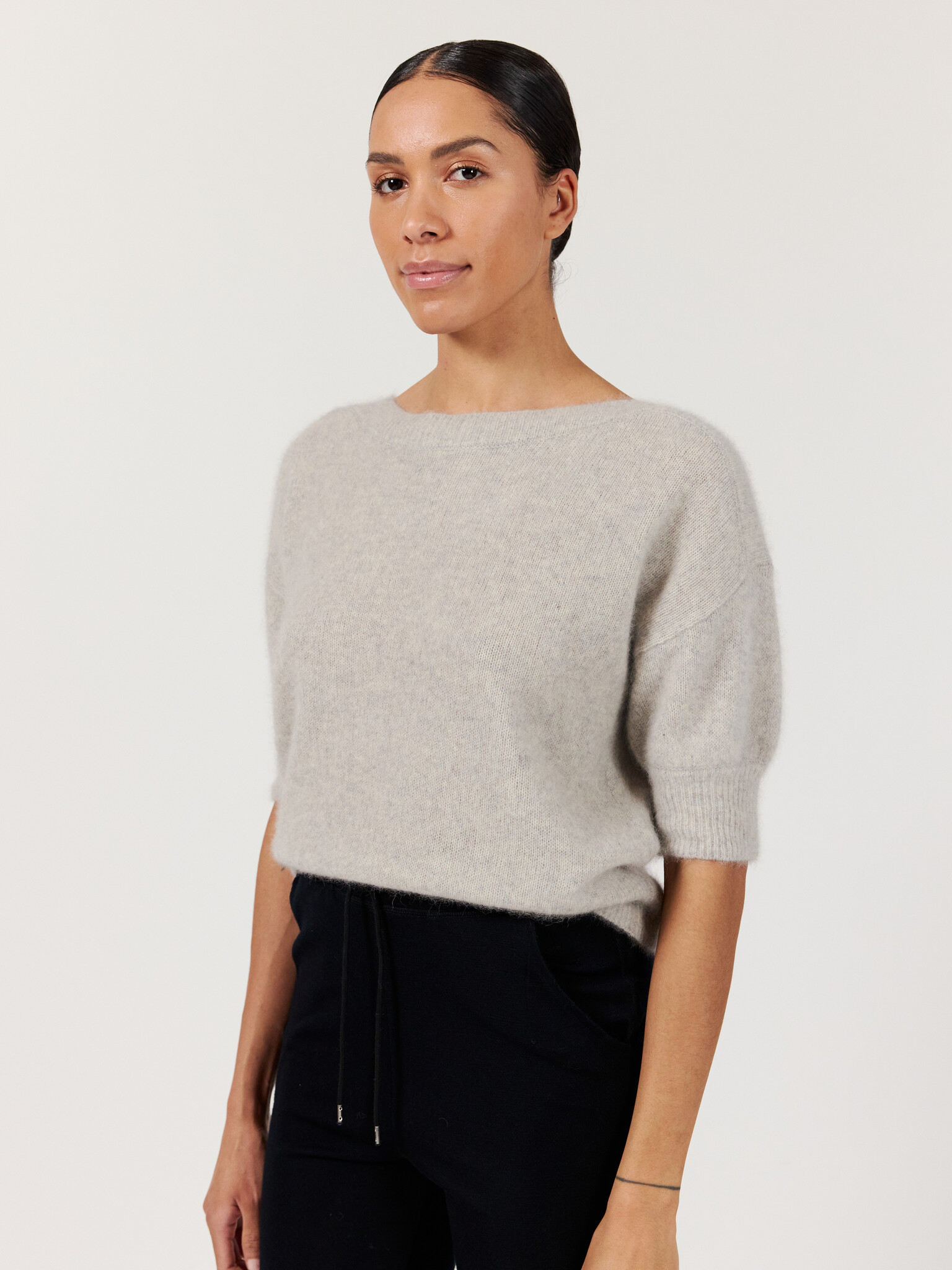 Six Ames short sleeve trui 'Moi' raccoon - grey melange