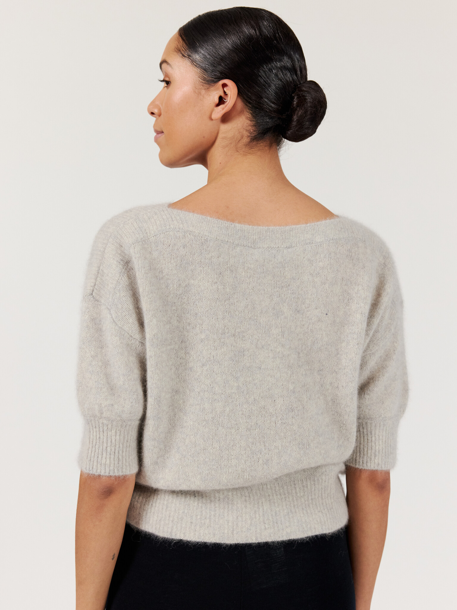 Six Ames short sleeve trui 'Moi' raccoon - grey melange