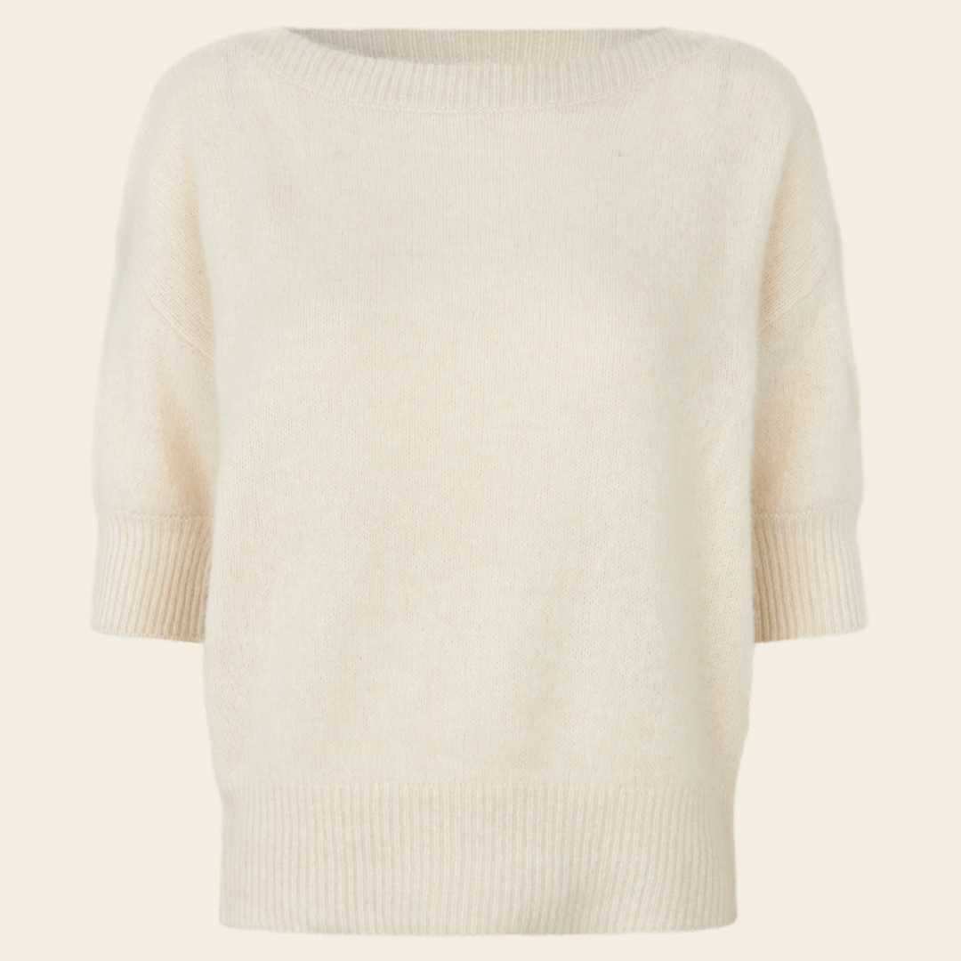 Six Ames short sleeve trui 'Moi' raccoon - off white