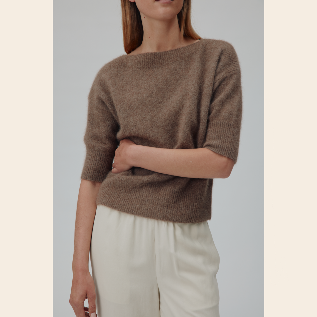 Six Ames short sleeve sweater 'Moi' raccoon - acorn