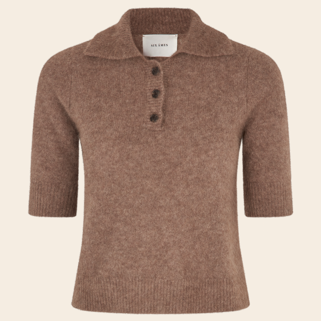 Six Ames short sleeve polo  'Ricca' raccoon - acorn