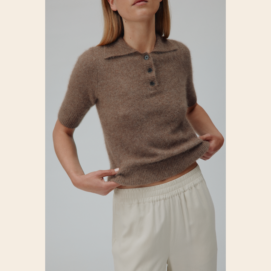 Six Ames short sleeve polo  'Ricca' raccoon - acorn