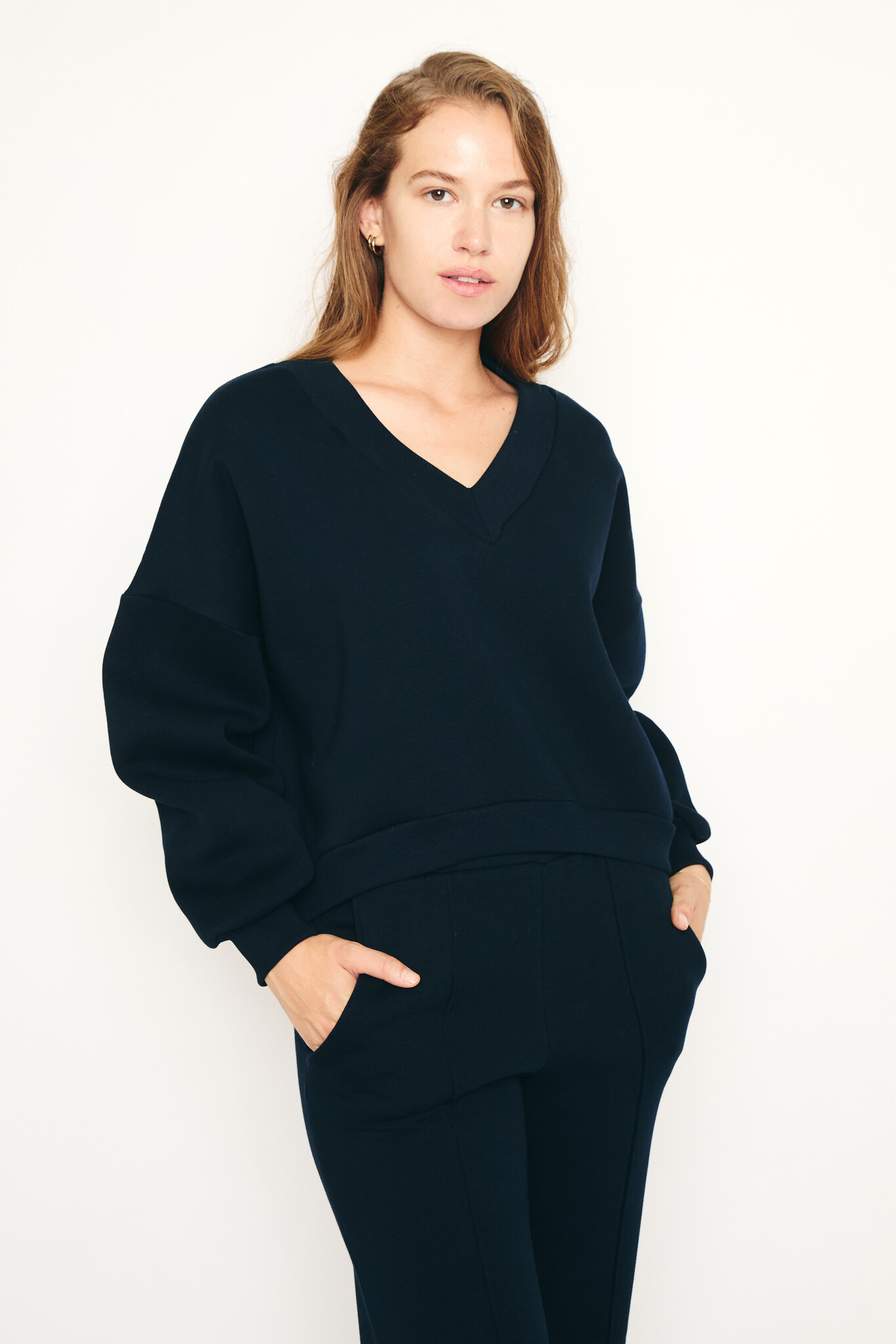 RE/BORN sweater 'Athena' katoen - donkerblauw