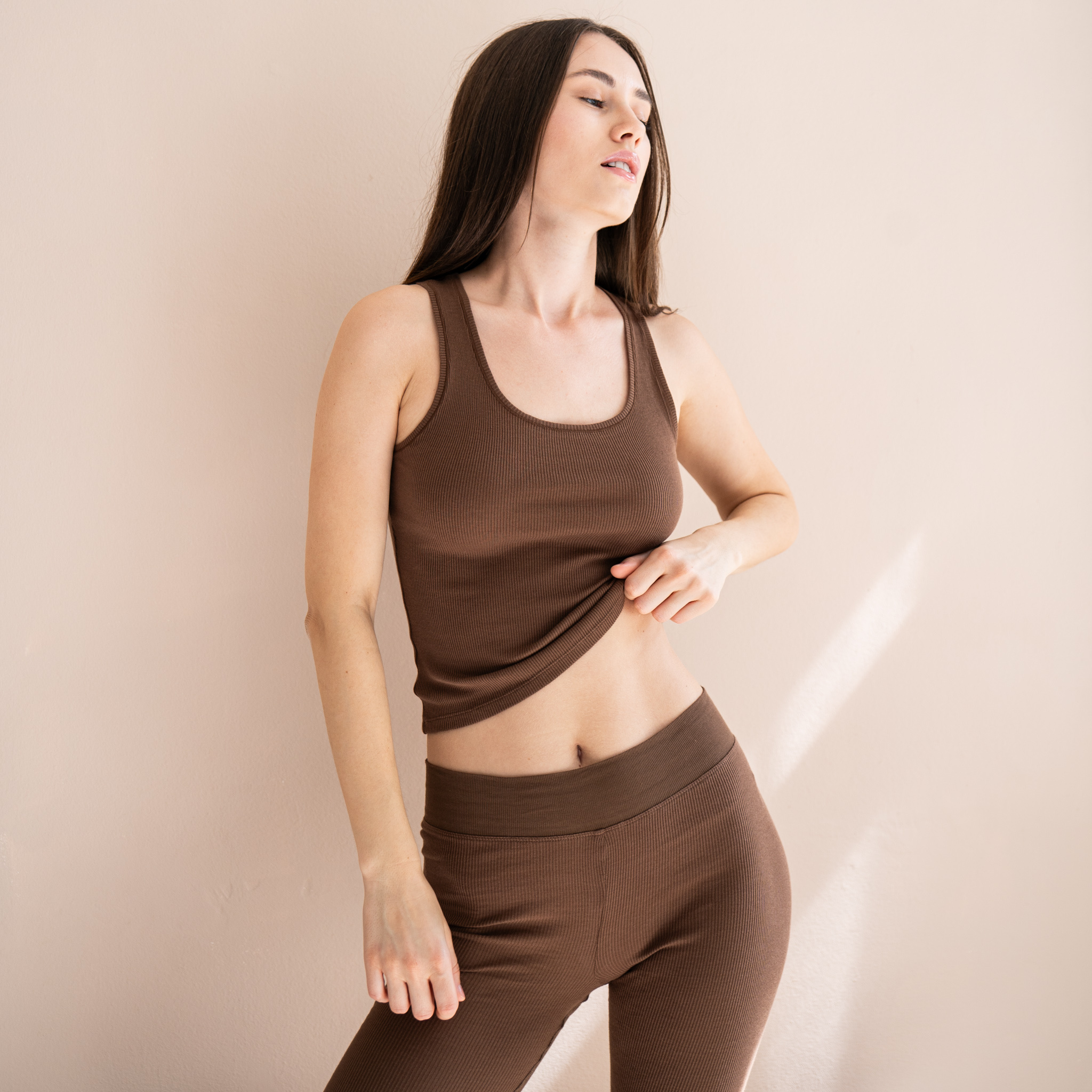 Minimalisma top 'Fawn' katoen - truffle