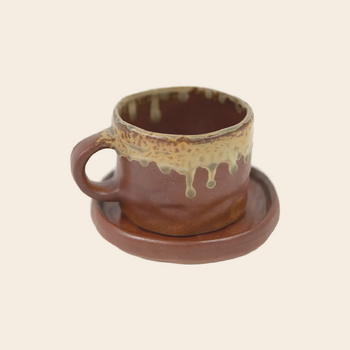 Olsson & Jensen cup & saucer 'Brandie' - rust