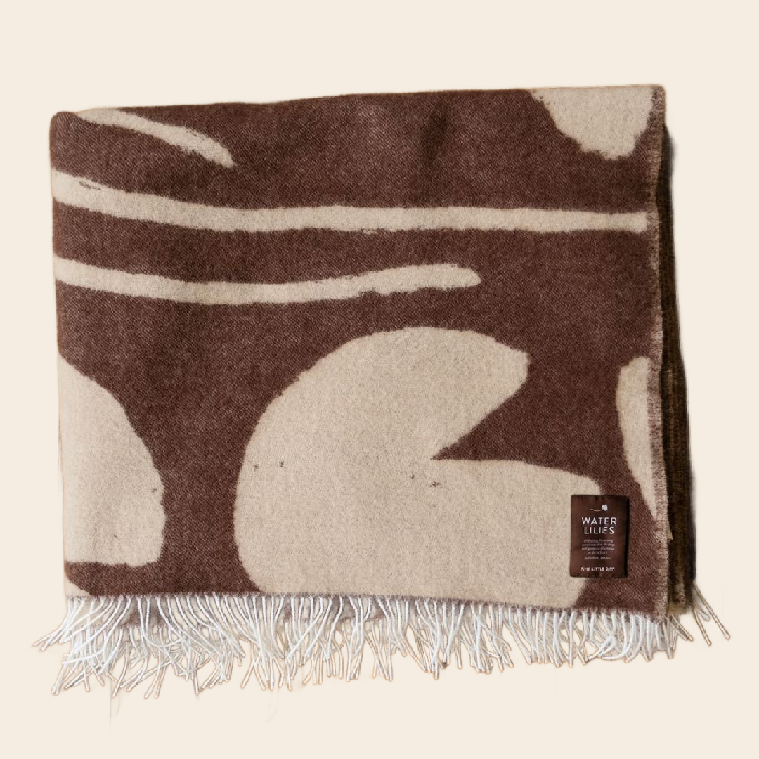 Fine Little Day deken 'Waterlilies' wol - bruin