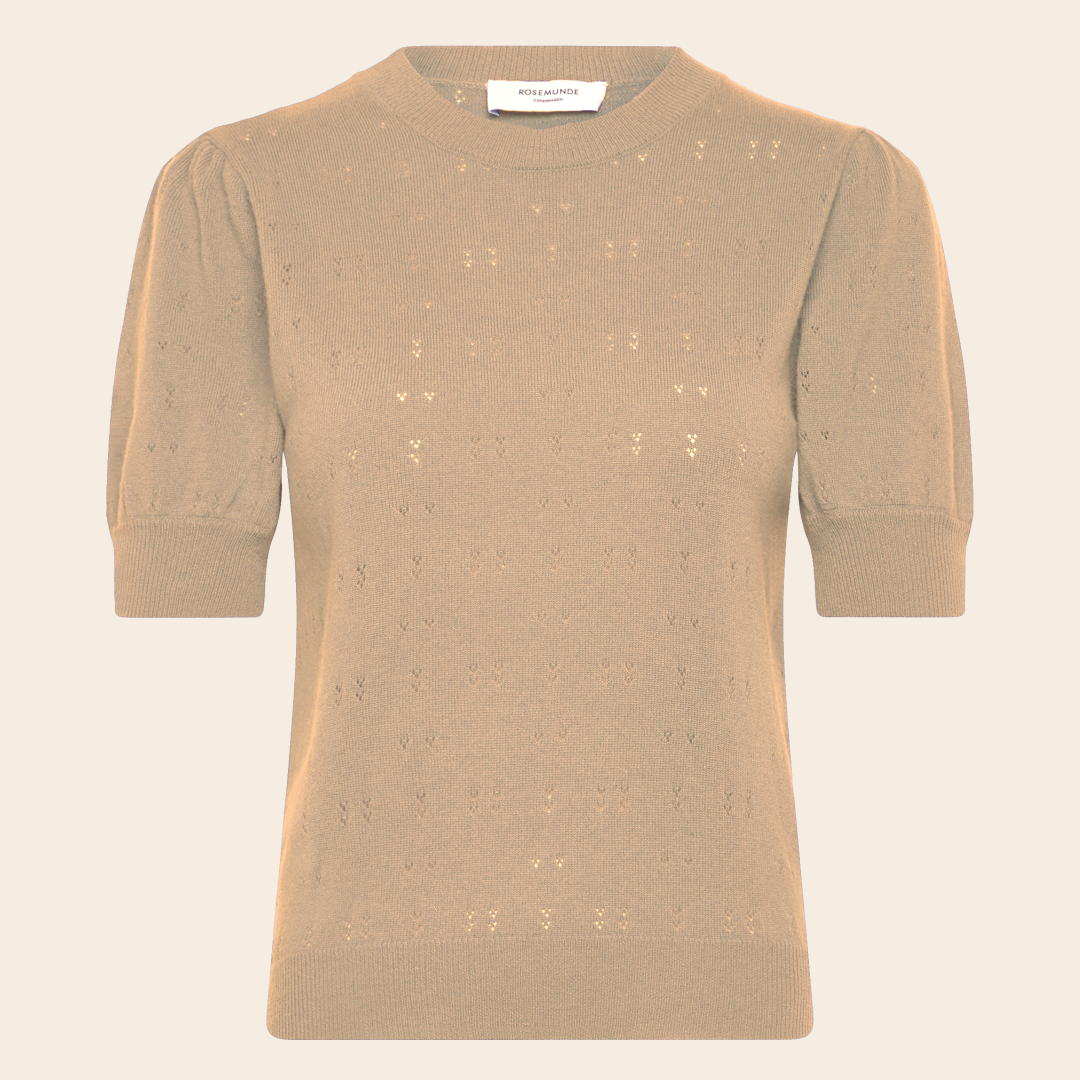 Rosemunde trui 'Pointelle' cashmere - safari