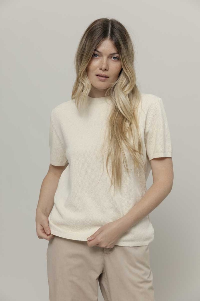 Rifo shirt 'Carlotta' knitted katoen - white burro