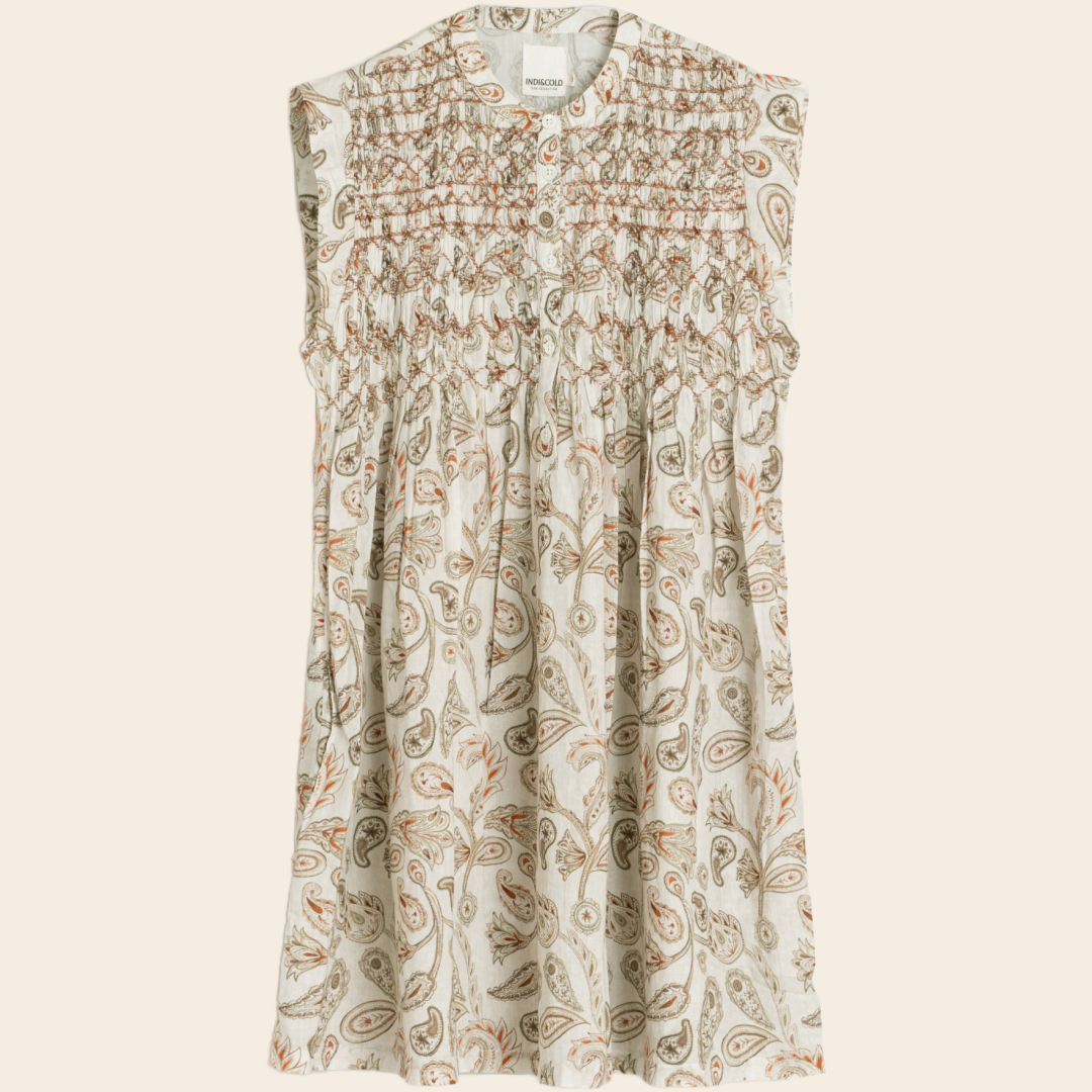 Indi & Cold jurk 'Ruffle' katoen - ecru