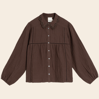 Indi & Cold shirt 'Crochet' cotton - chocolate