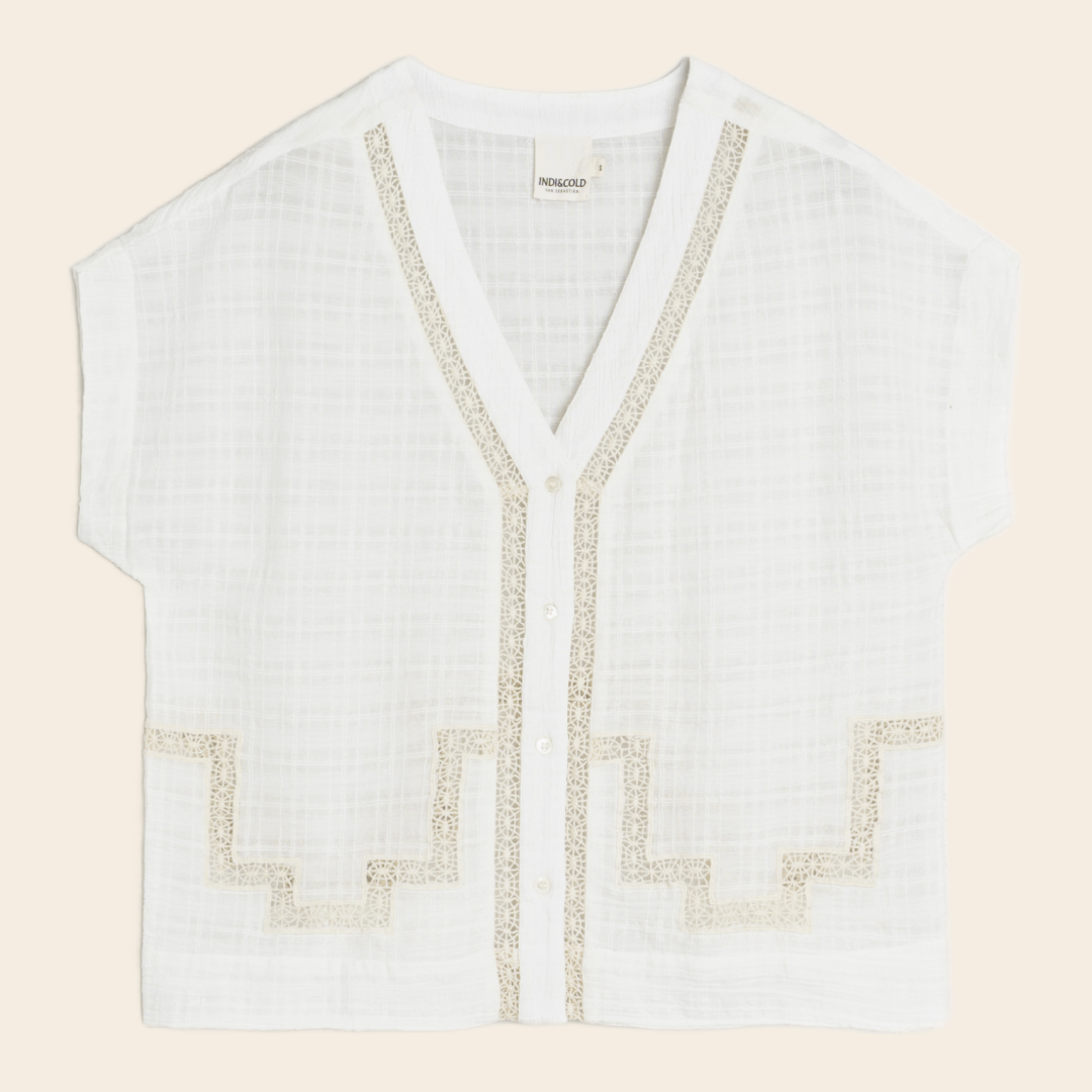 Indi & Cold blouse 'Lace' katoen - ecru