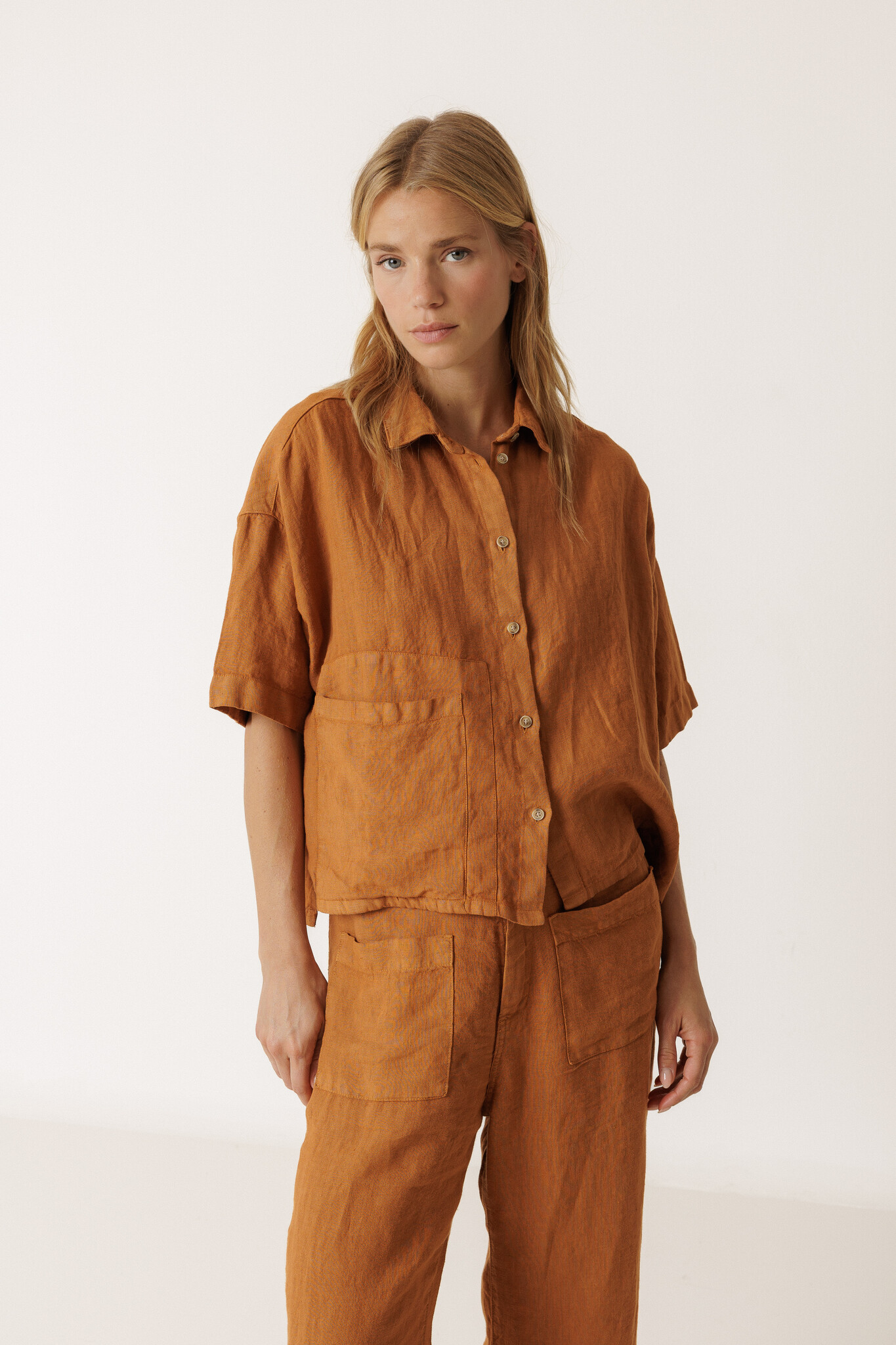 Indi & Cold blouse linnen - rust