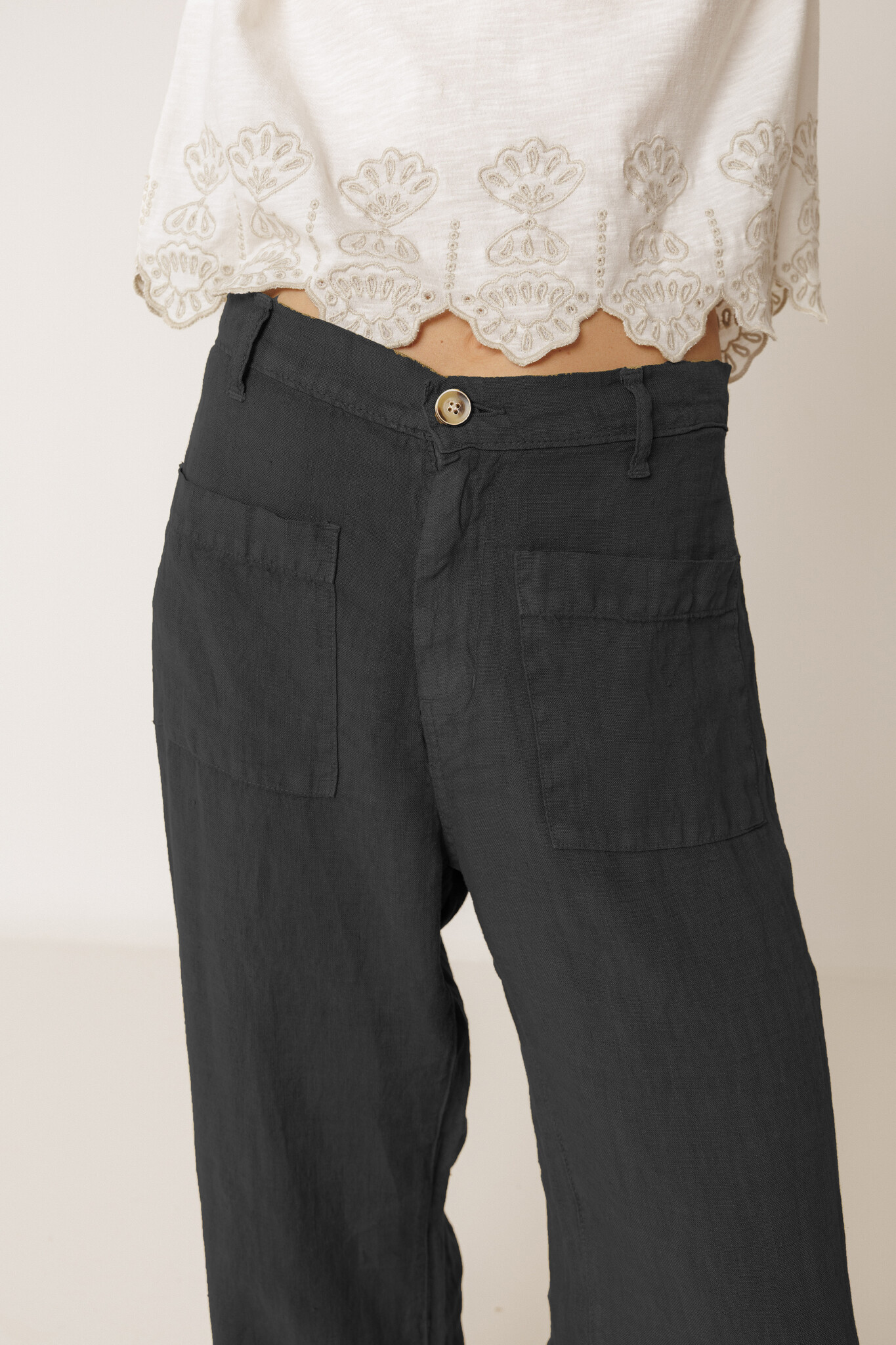 Indi & Cold broek 'Flowy' linnen - carbon