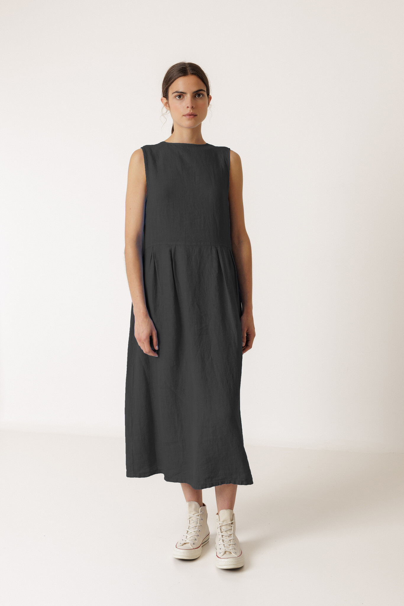 Indi & Cold jurk linnen - carbon