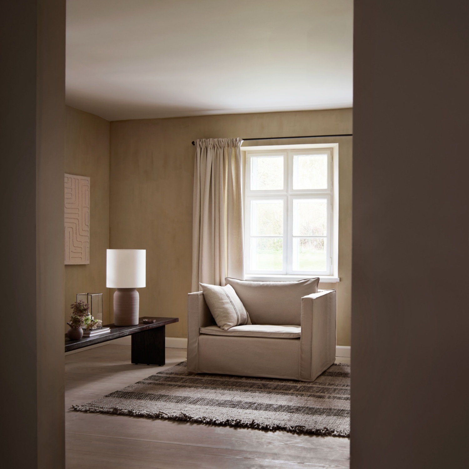 TineK Home carpet 'Stripe' wool - mocca