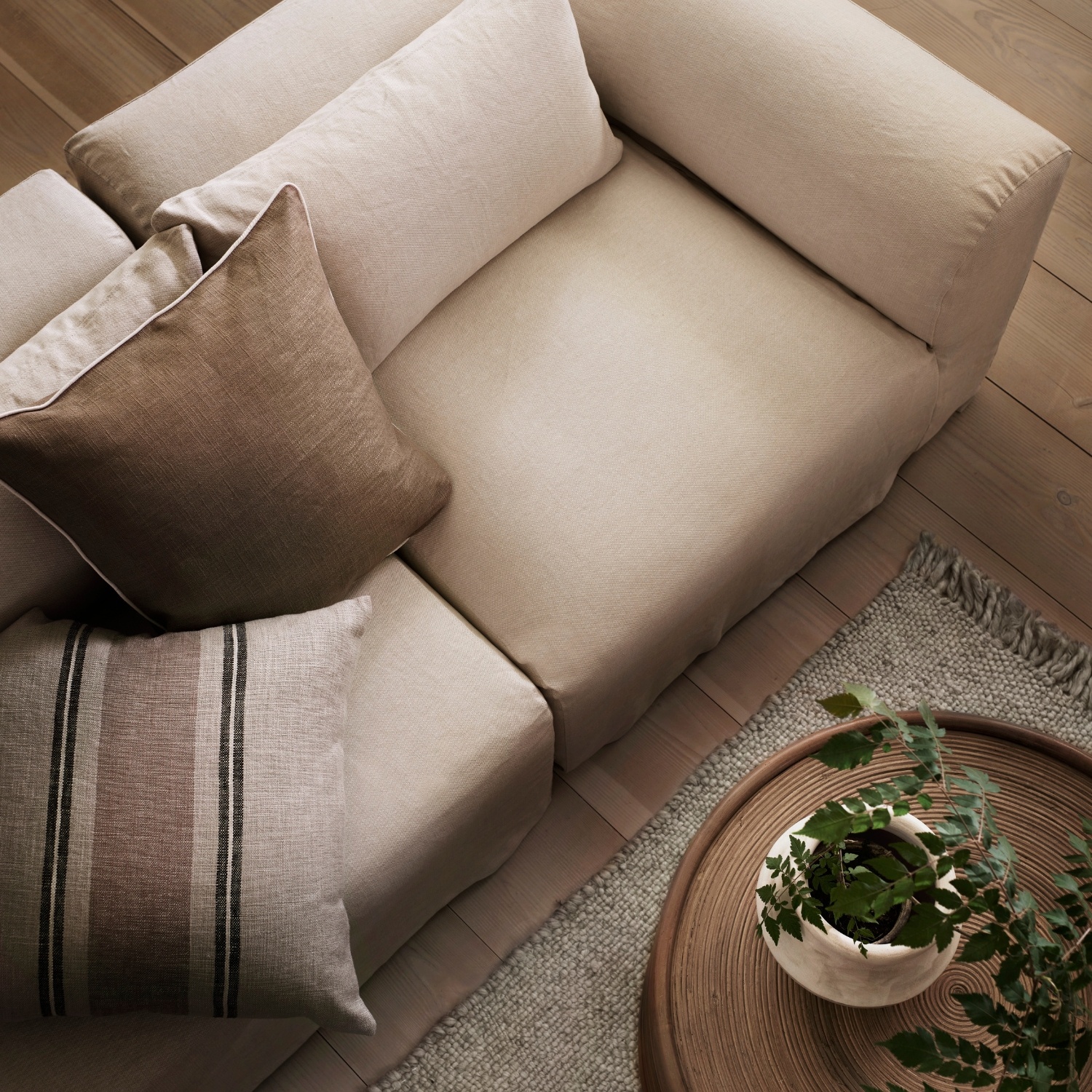 TineK Home kussenhoes 'Stripe' 55  linnen / viscose - beige