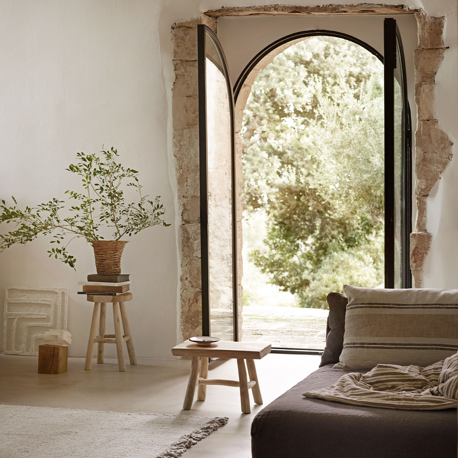 TineK Home kussenhoes 'Stripe' linnen / viscose - beige