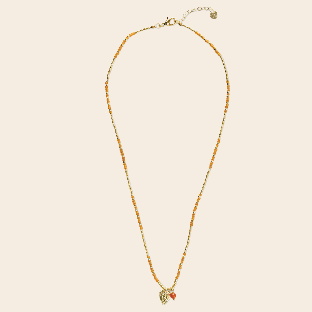 A Beautiful Story ketting / armband 'Honored' vintage hart - carneool