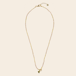 A Beautiful Story ketting / armband 'Honored'  hart - rozenkwarts