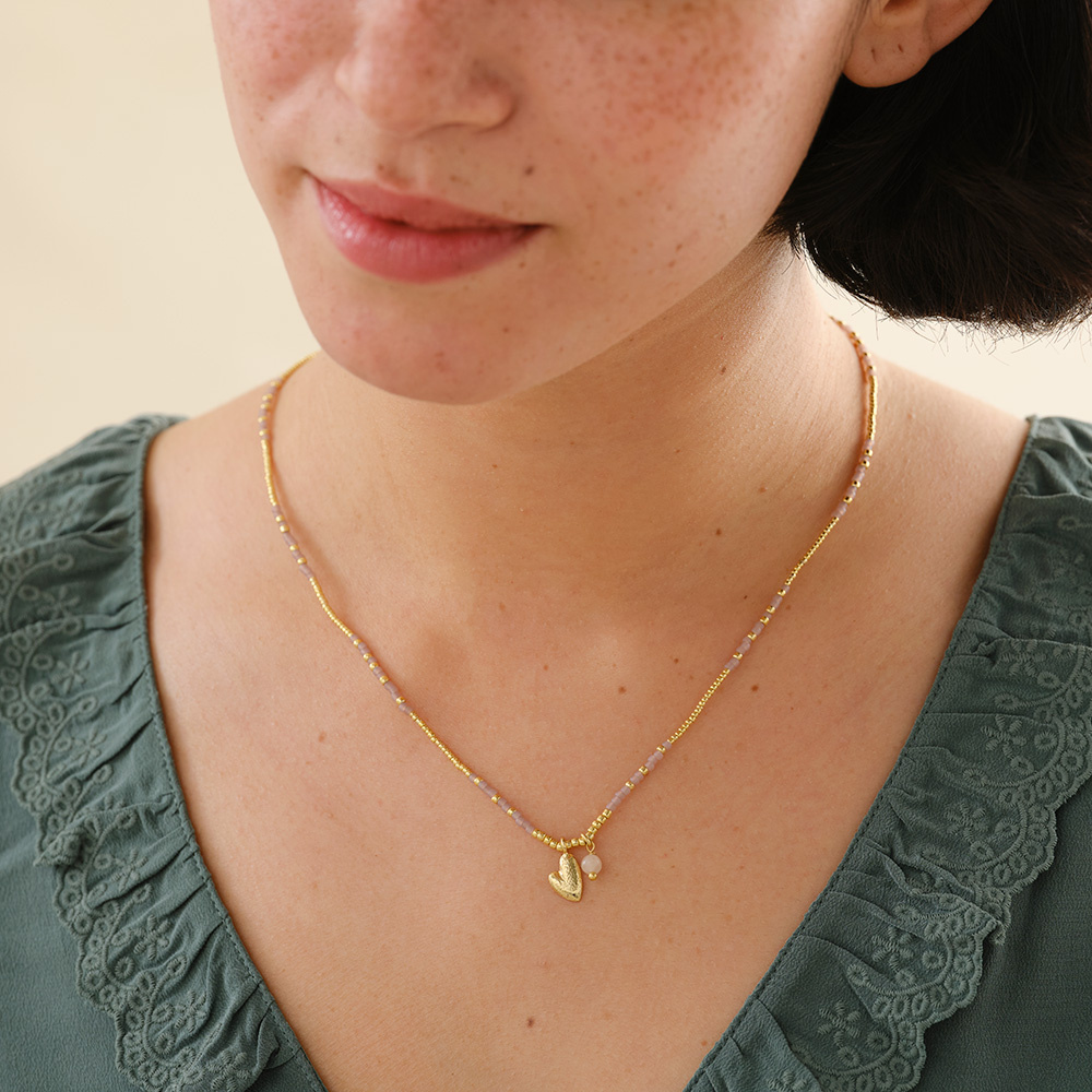 A Beautiful Story ketting / armband 'Honored' hart - rozenkwarts