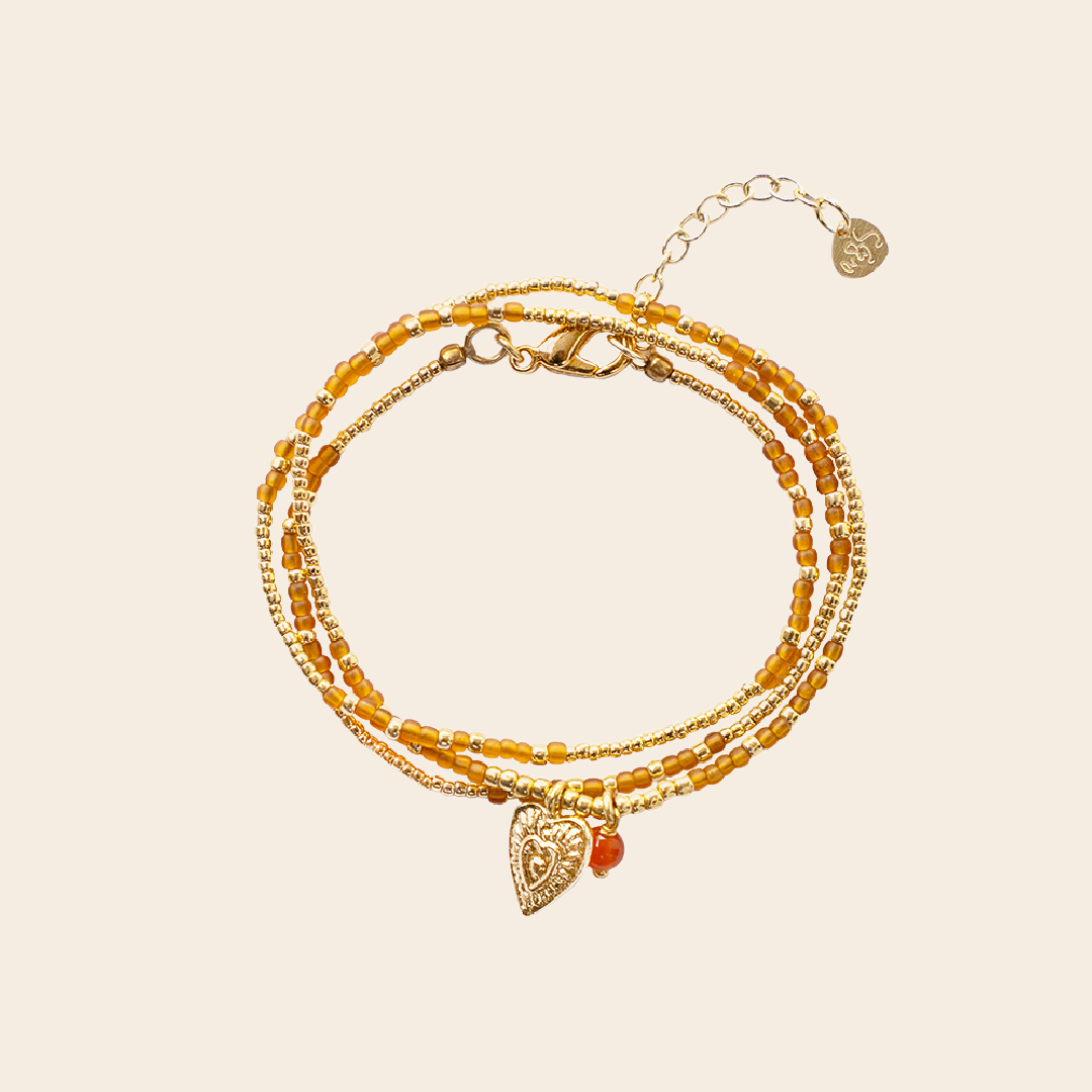 A Beautiful Story ketting / armband 'Honored' vintage hart - carneool