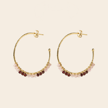 A Beautiful Story earrings 'Muse' - garnet / rose quartz