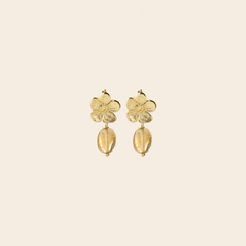 A Beautiful Story earrings 'Ember' hibiscus - citrine