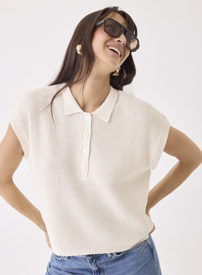 Majestic Filatures polo katoen - milk