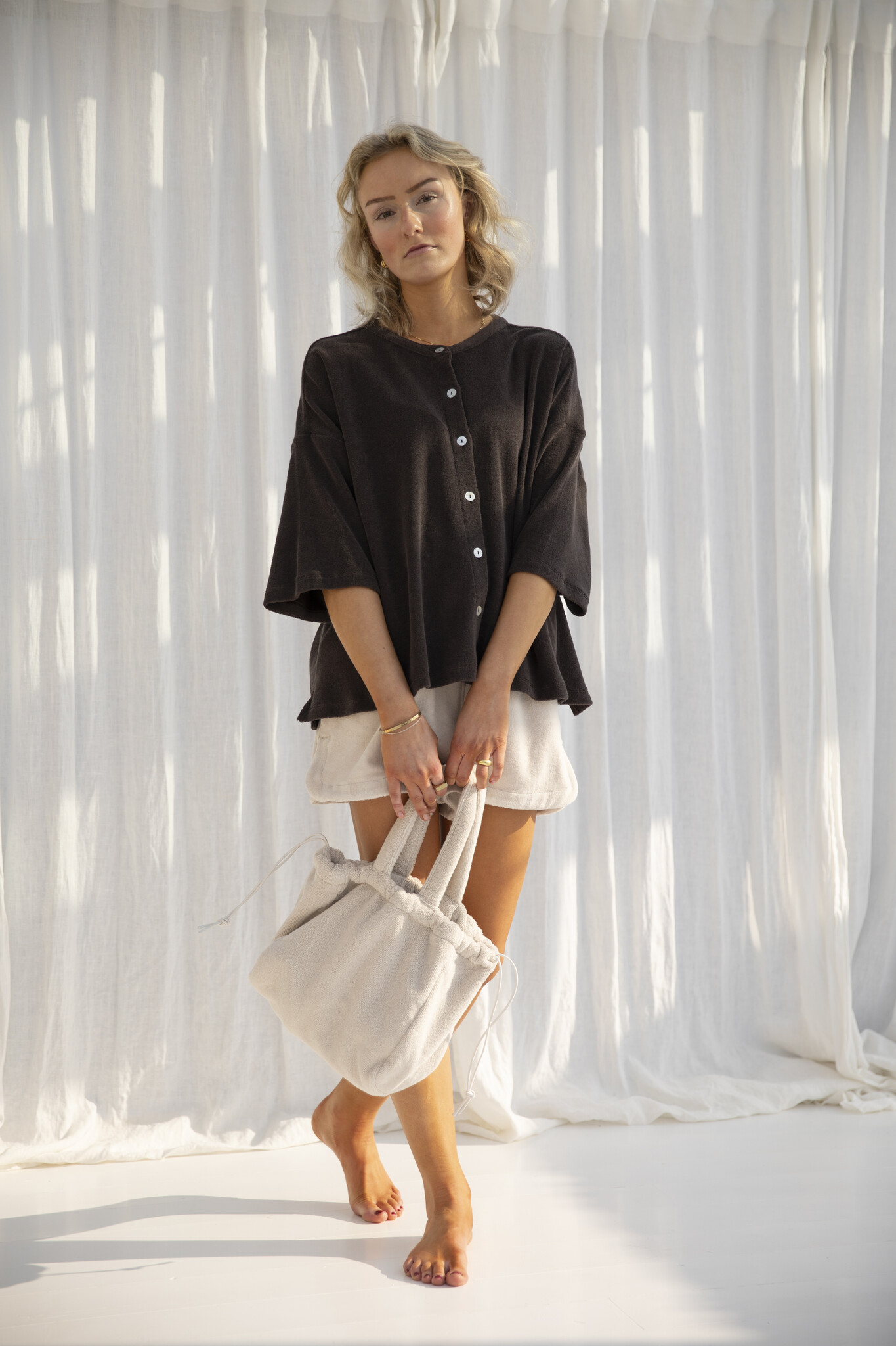 Bongusta oversized shirt one size - Coffee