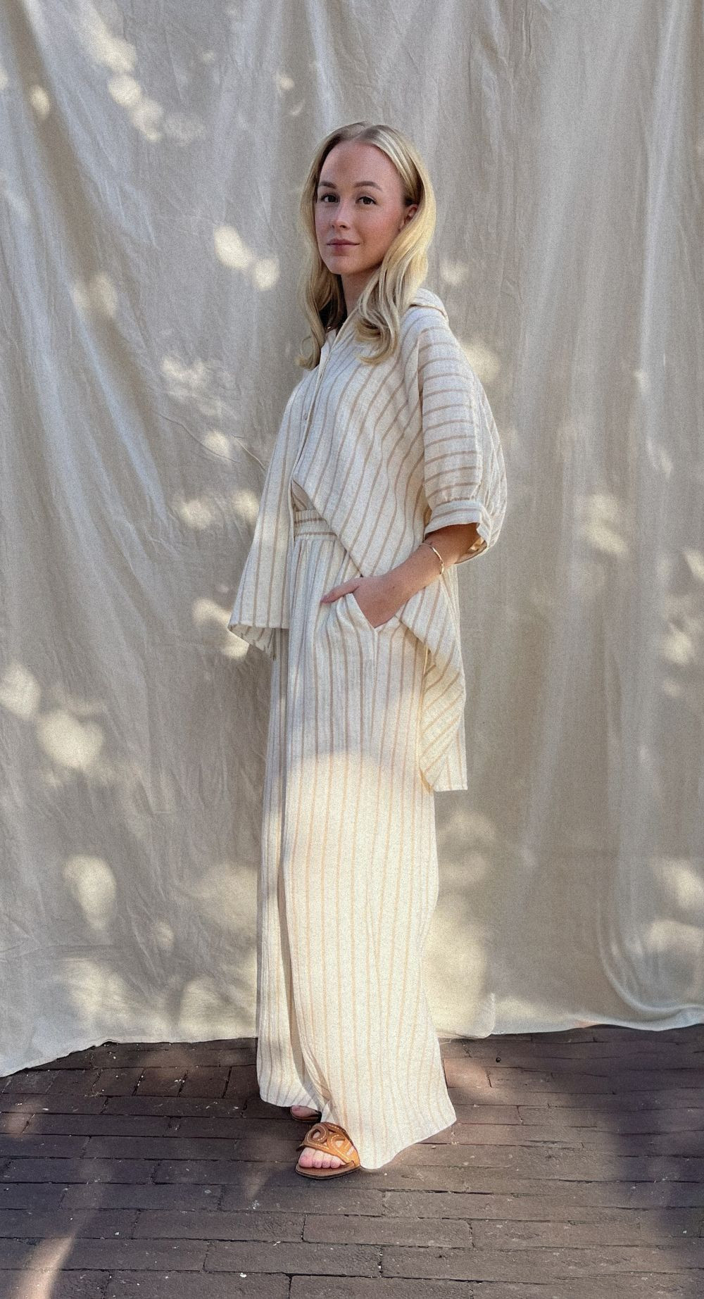 Alwero broek 'Bahamas' katoen - beige stripe